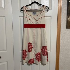 Cream and Red Anthropologie Dress